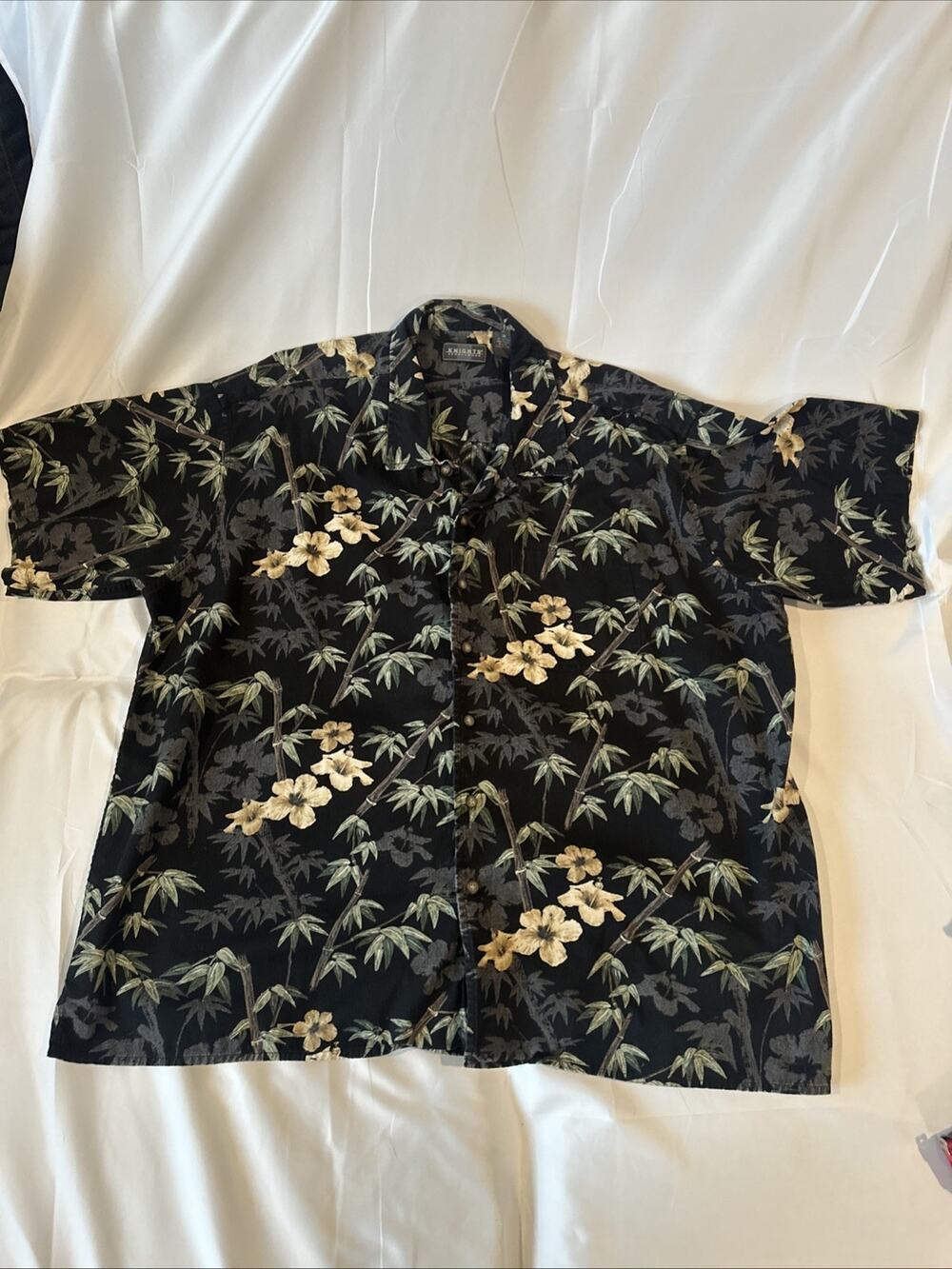 Floral Print Hawaiian Shirt Size 3X 100% Cotton Made By Knights Sportswear